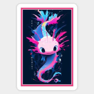 Cute Axolotl Anime Art Design | Cute Animals | Axolotl Hentaii Chibi Kawaii Design Sticker